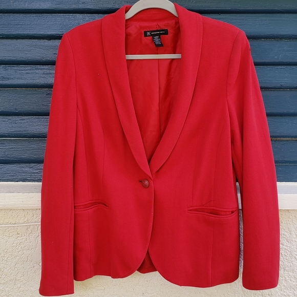 INTERNATIONAL CONCEPTS, INC red cotton blazer L - Picture 1 of 4